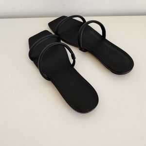 Everlane Black Double-Strap Square-Toe Sandals